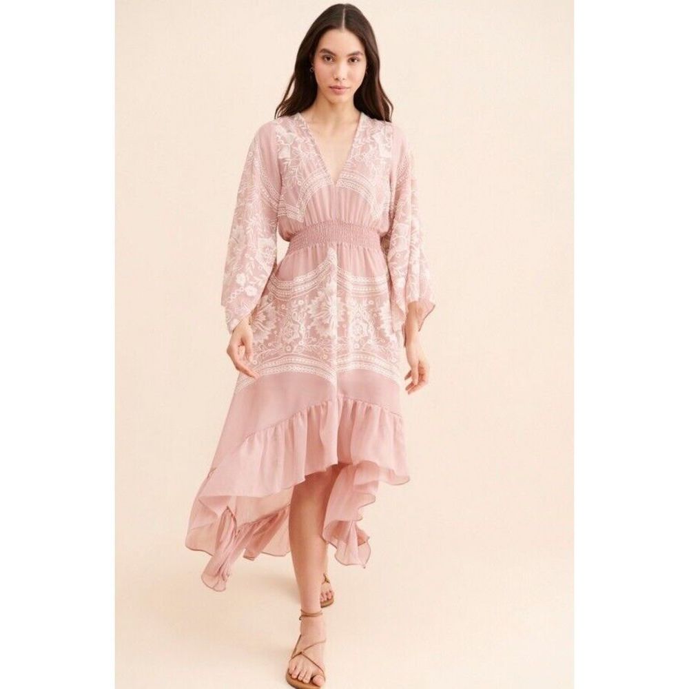 New Especia Embroidered Ruffle Dress Size Medium